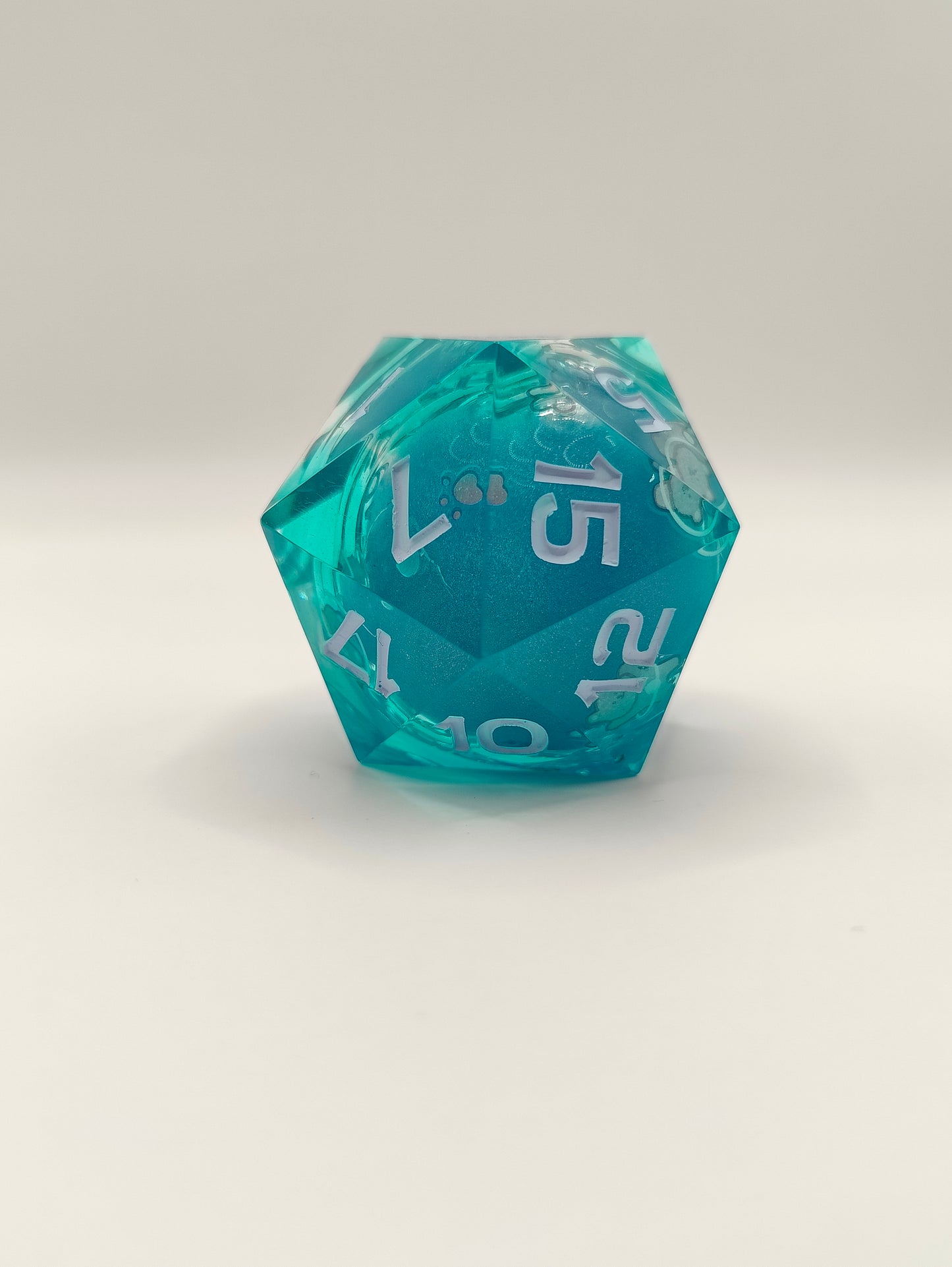 Handmade 40mm liquid core D20: Space kitties