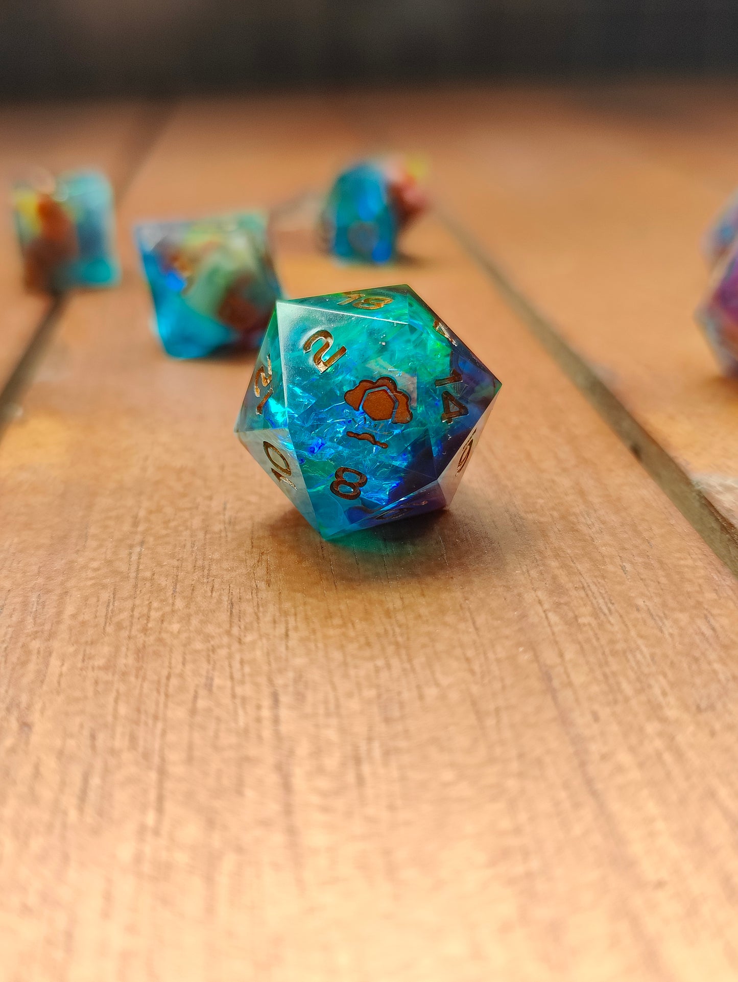 Handmade dice set: Rainbow Nebula
