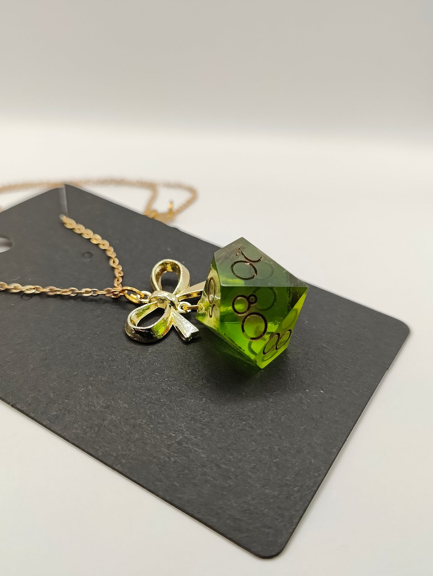 Handmade dice necklace: Jade D100