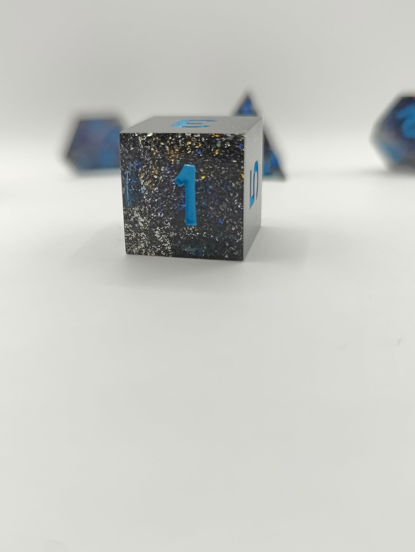 Handmade dice set: Shifting galaxies