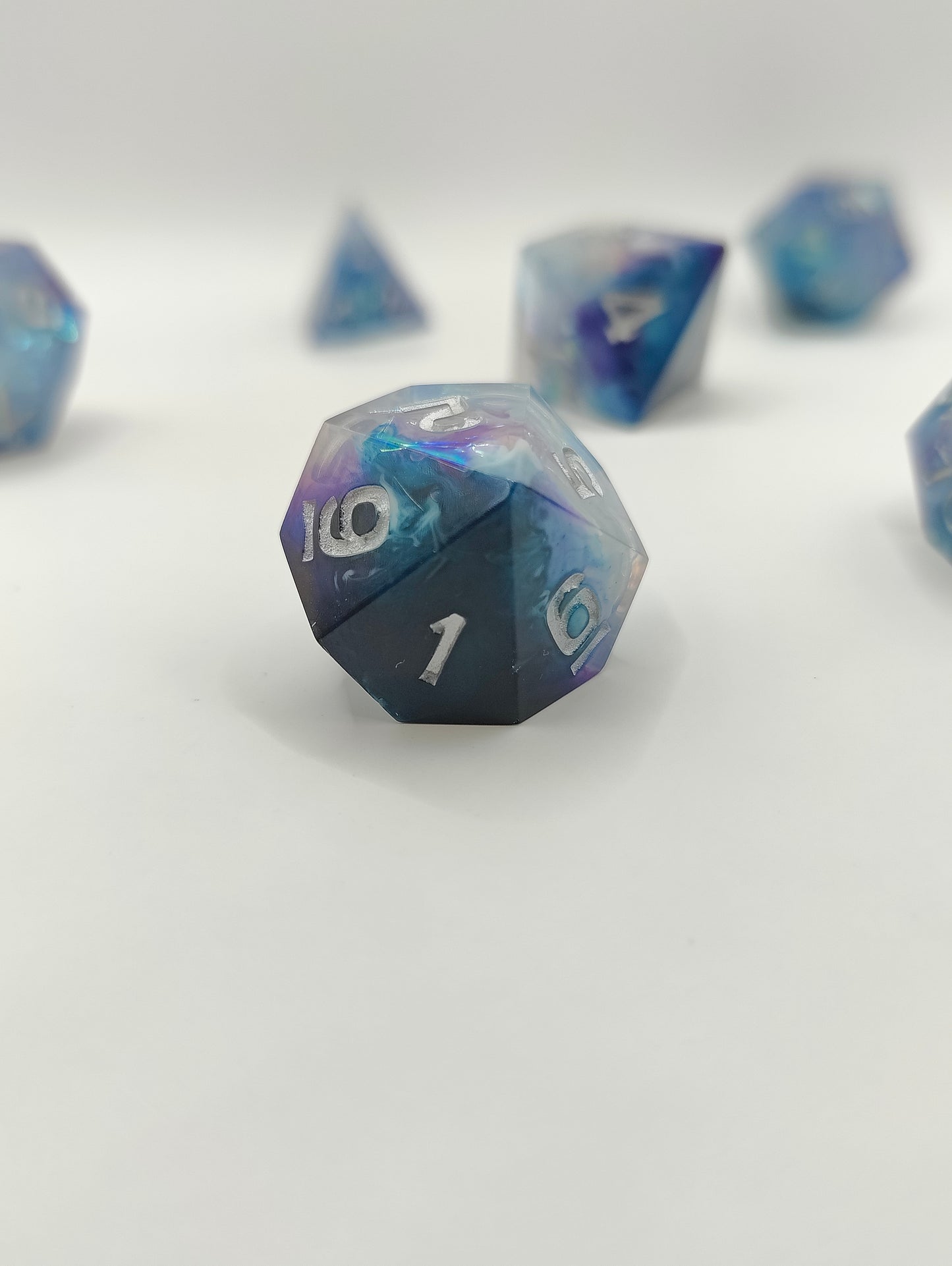 Handmade dice set: Galactic ice