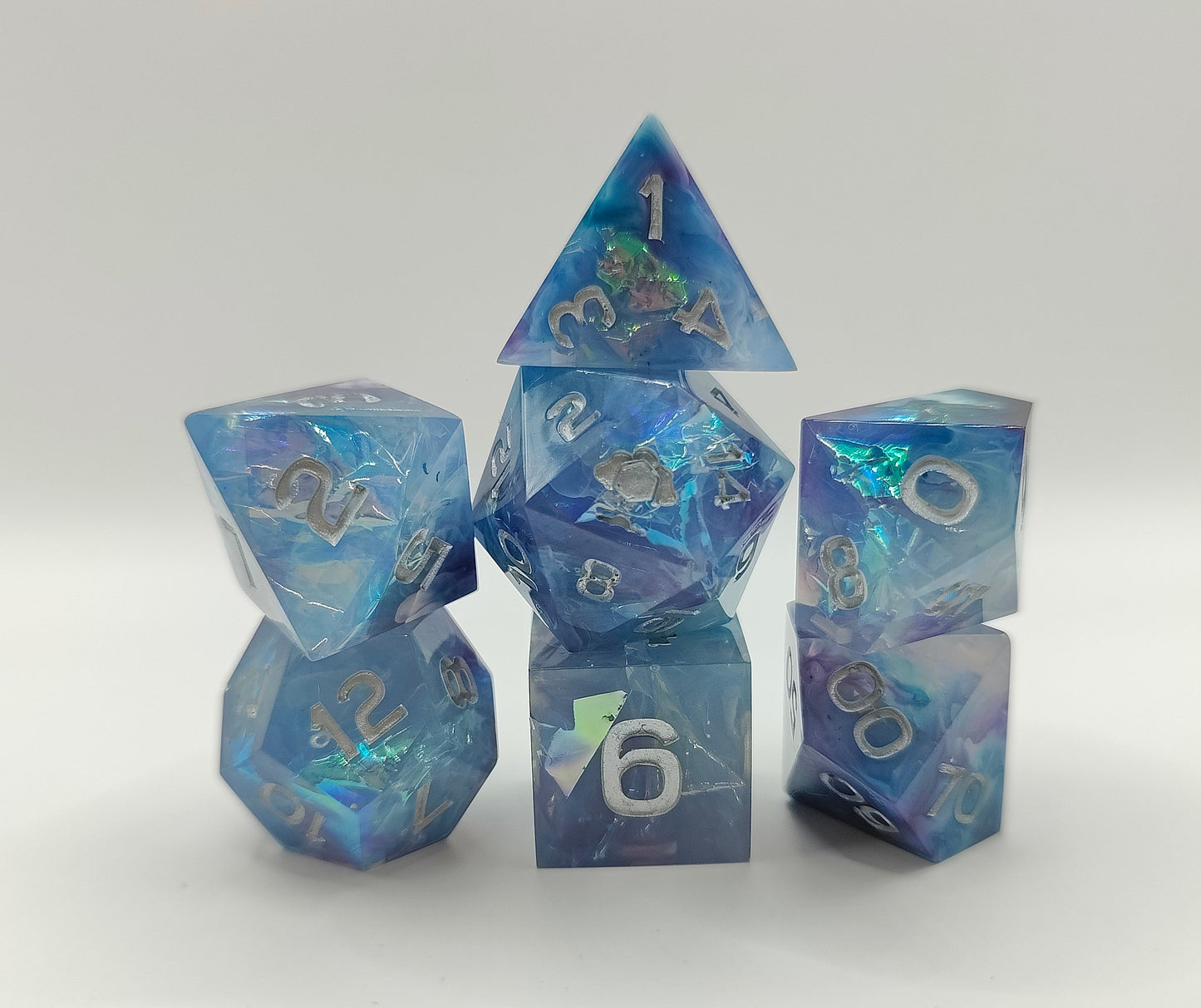 Handmade dice set: Galactic ice
