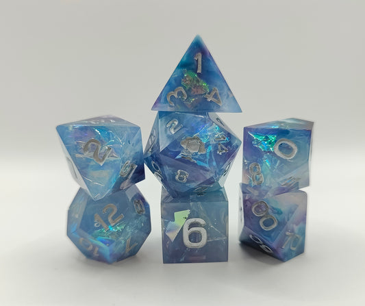 Handmade dice set: Galactic ice