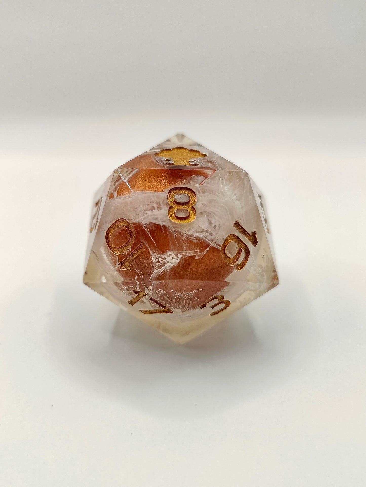 Handmade 40mm liquid core D20: Wind & Fire