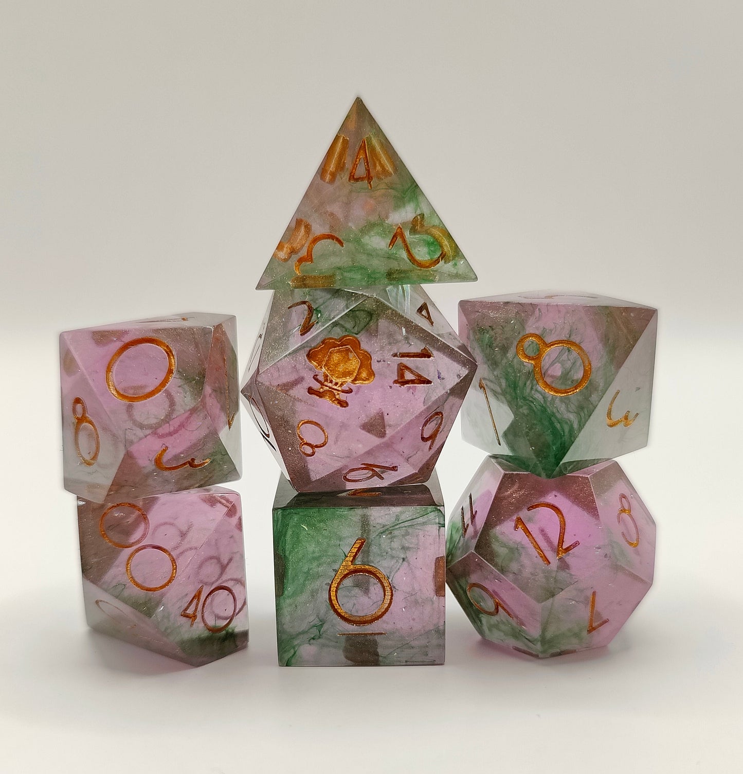 Handmade dice set: Watermelon sugar