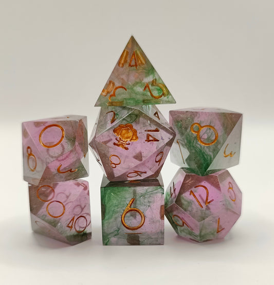 Handmade dice set: Watermelon sugar