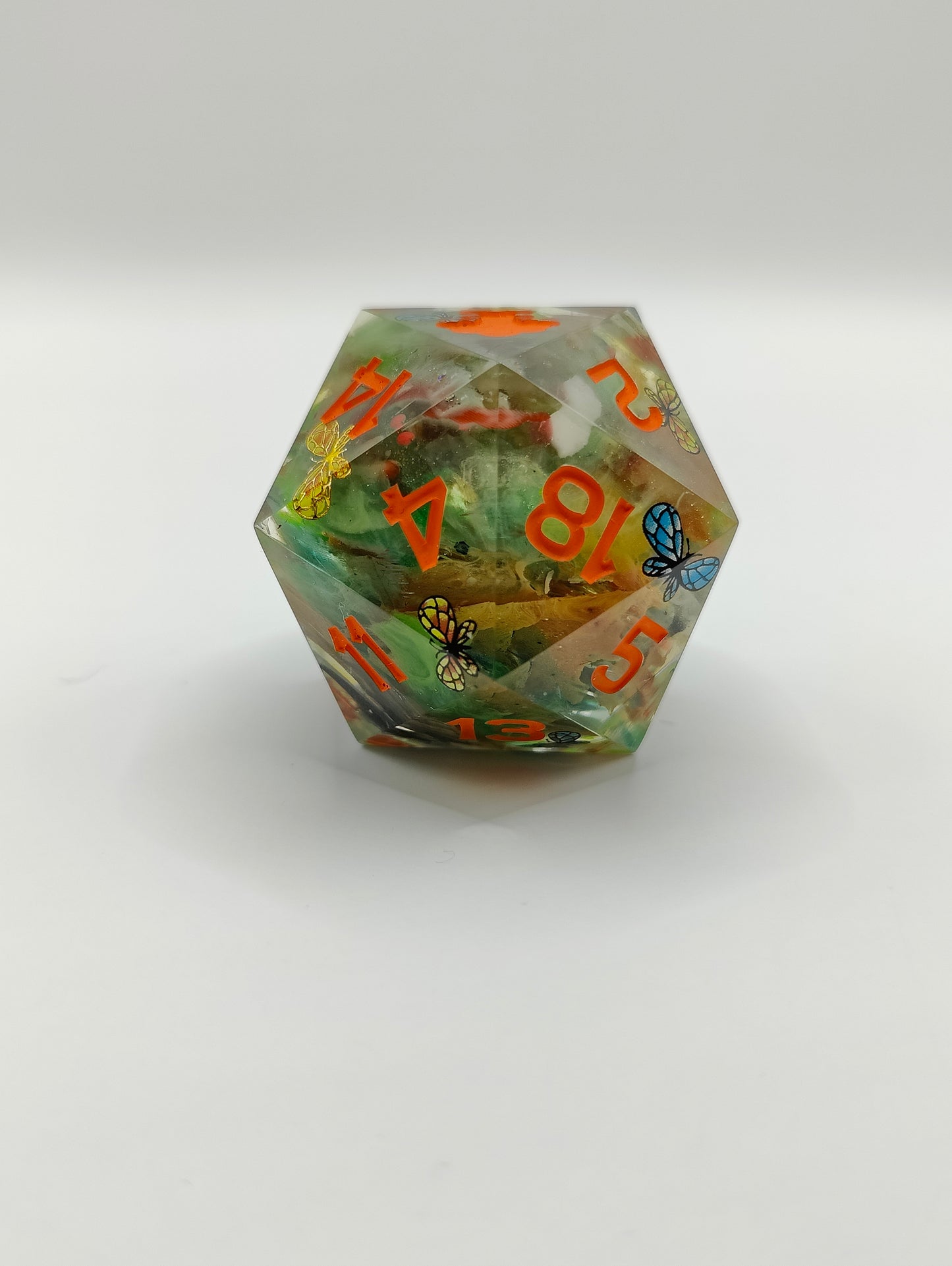 Handmade 40mm D20: Butterfly garden