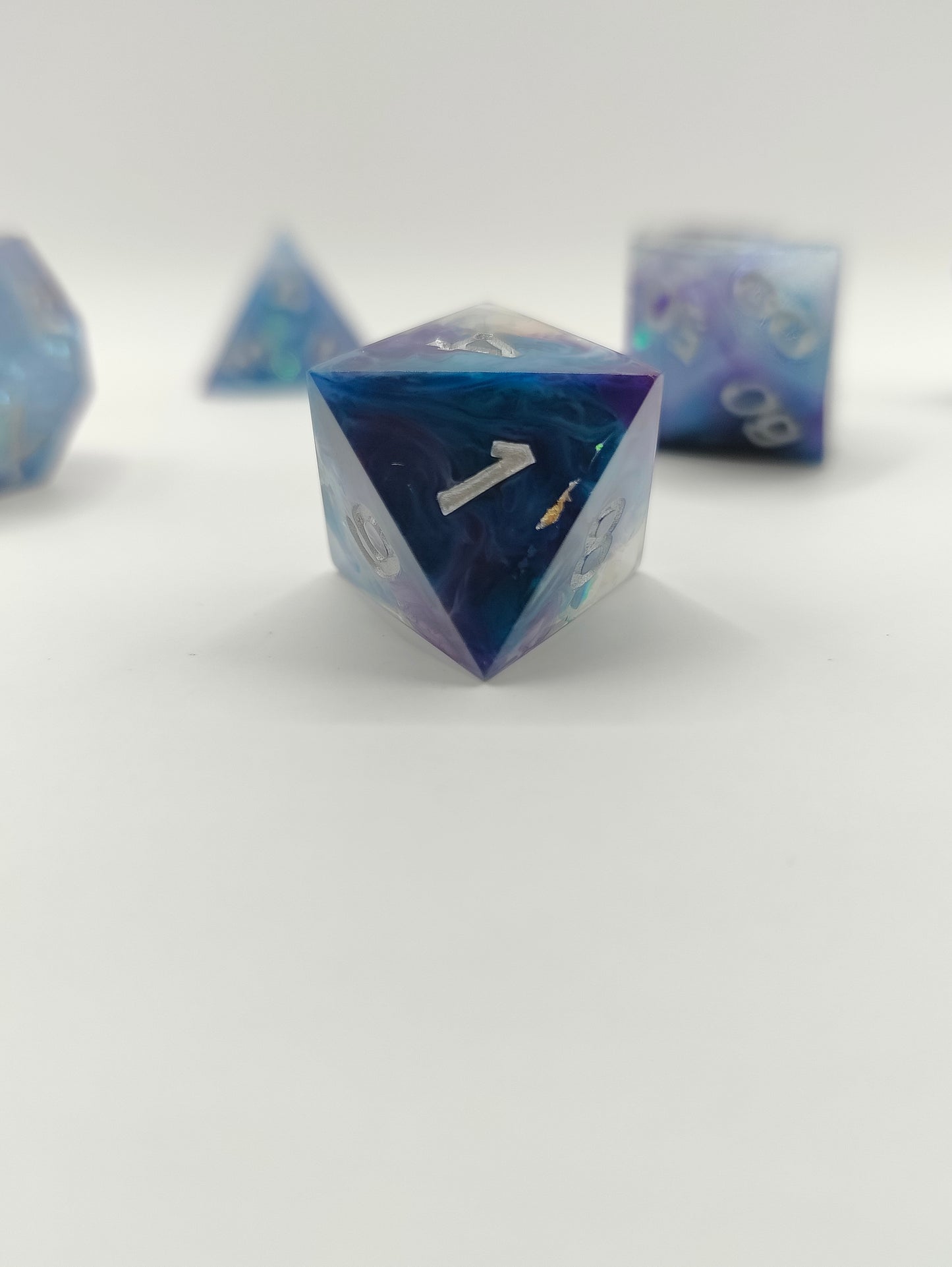 Handmade dice set: Galactic ice