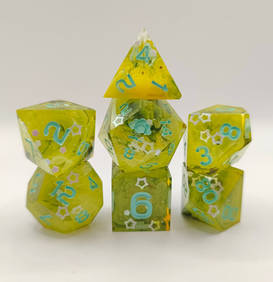 Handmade dice set: Verdant Gardens