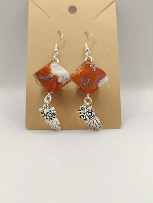 Handmade dangly D10/D% earrings: Coffee candy