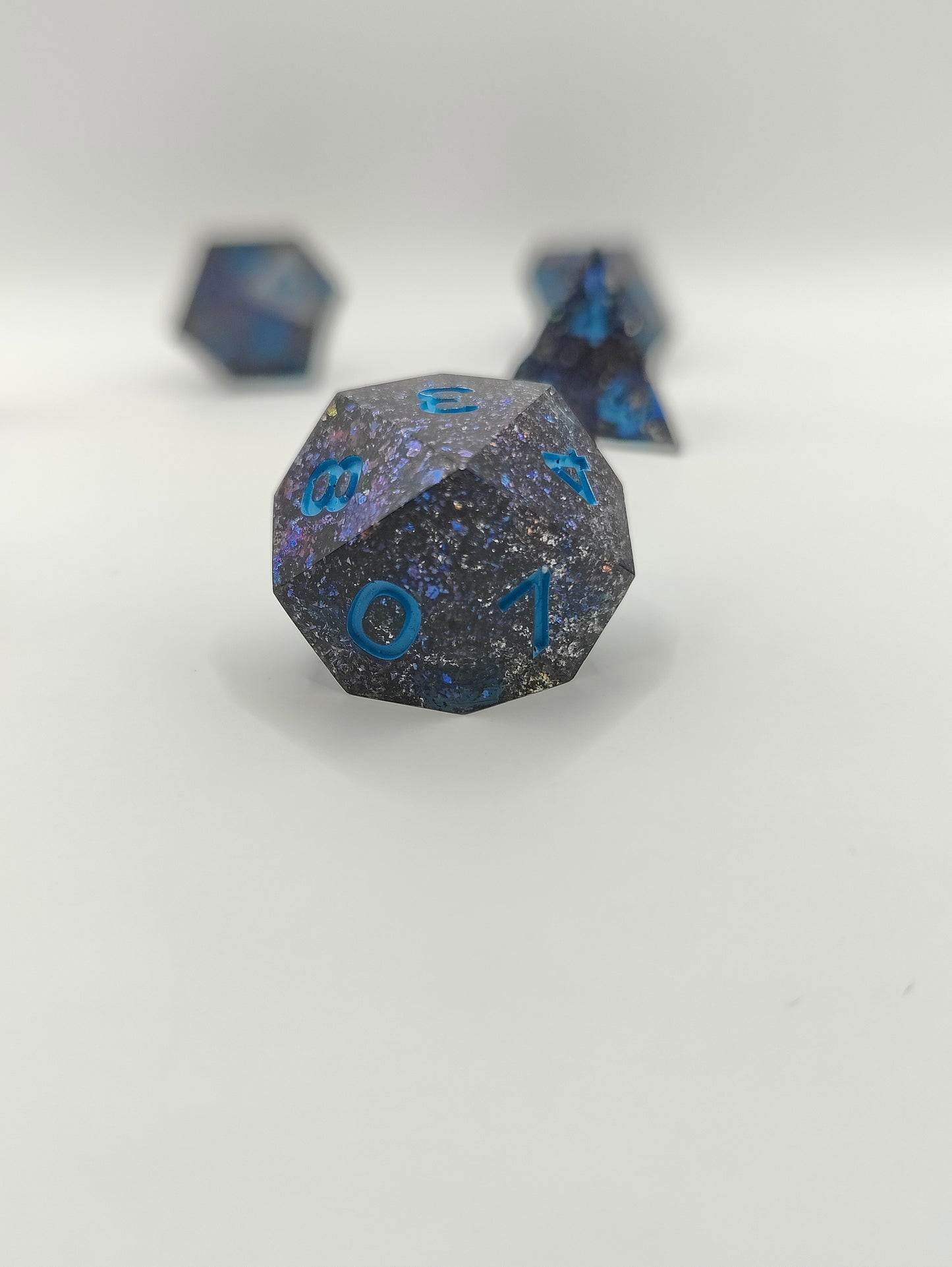 Handmade dice set: Shifting galaxies