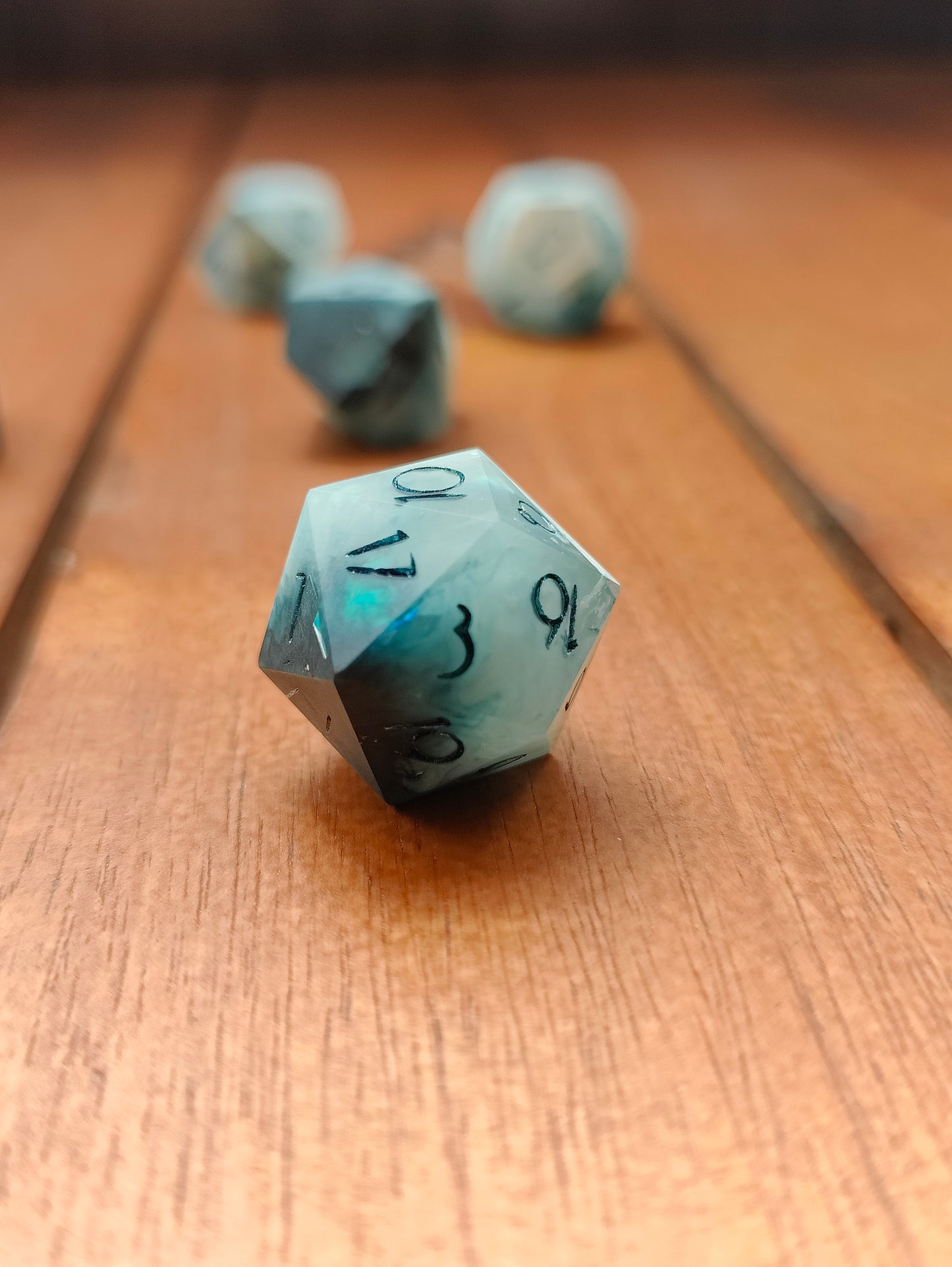 Handmade dice set: Cloudy nebula