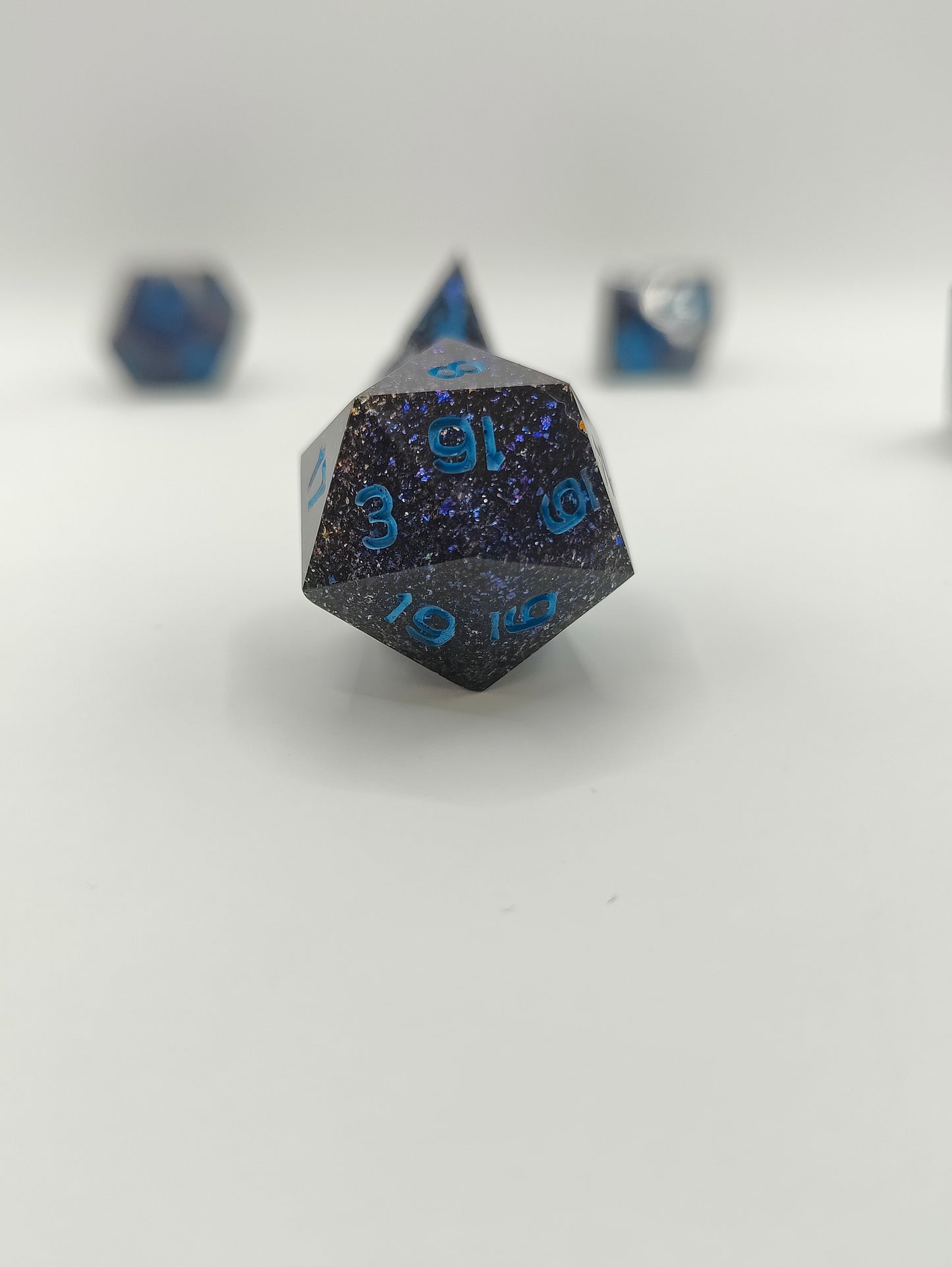 Handmade dice set: Shifting galaxies