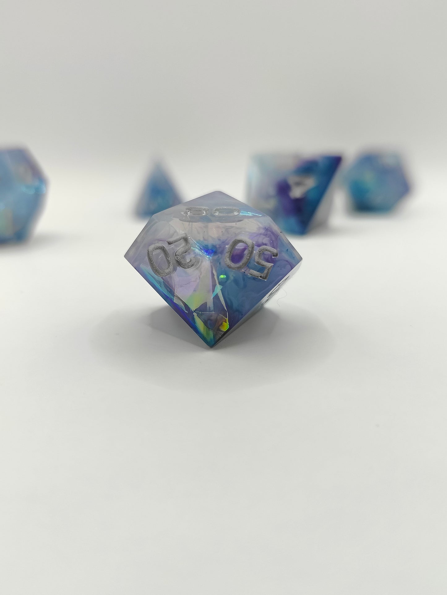 Handmade dice set: Galactic ice