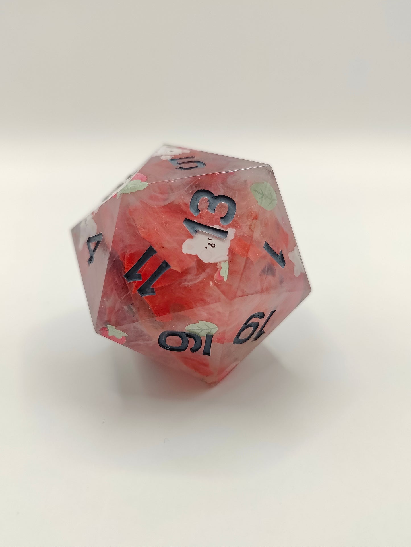 Handmade 40mm D20: Bunnies and Berries
