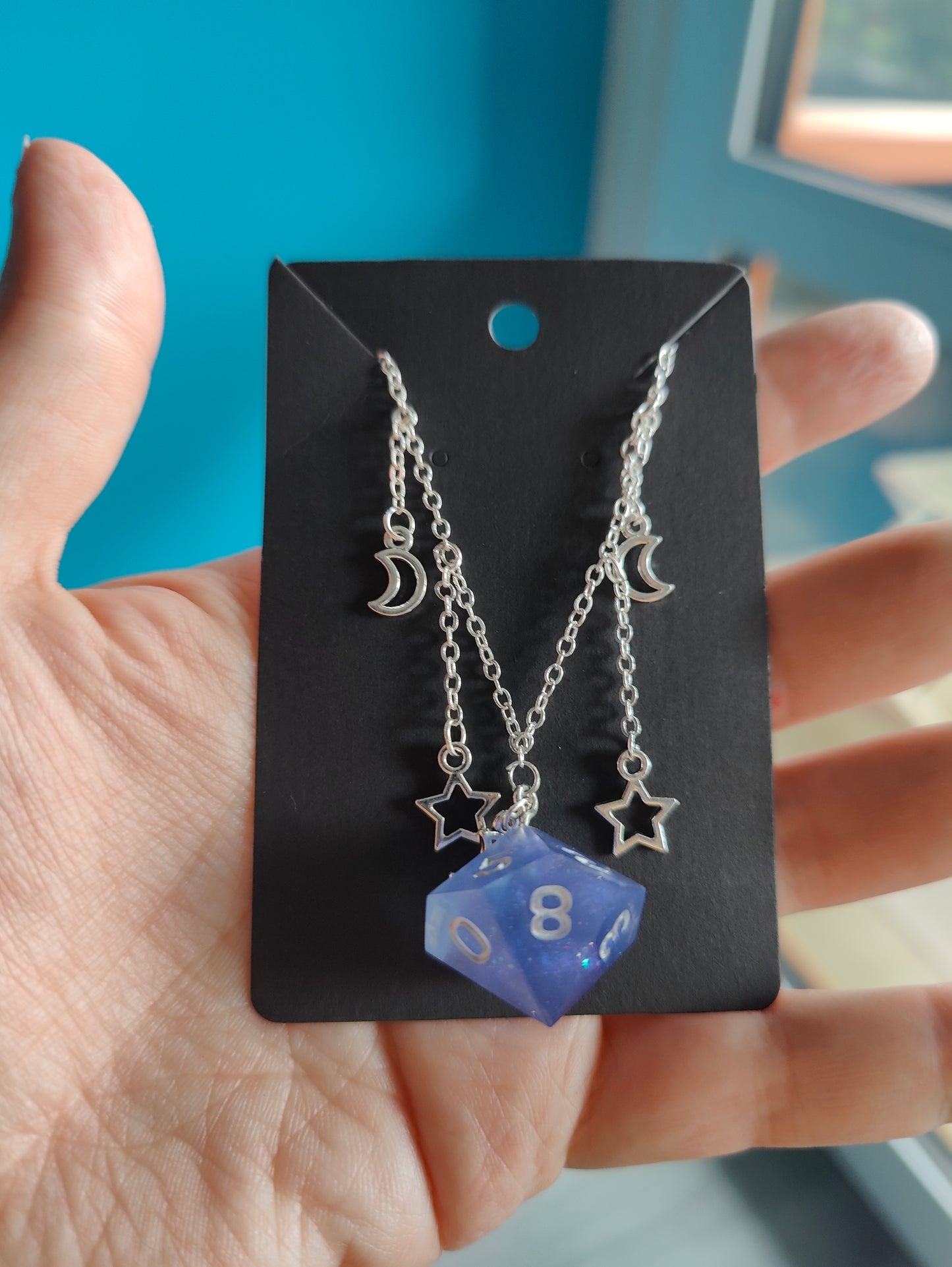 Handmade dice necklace: Stargazing D10