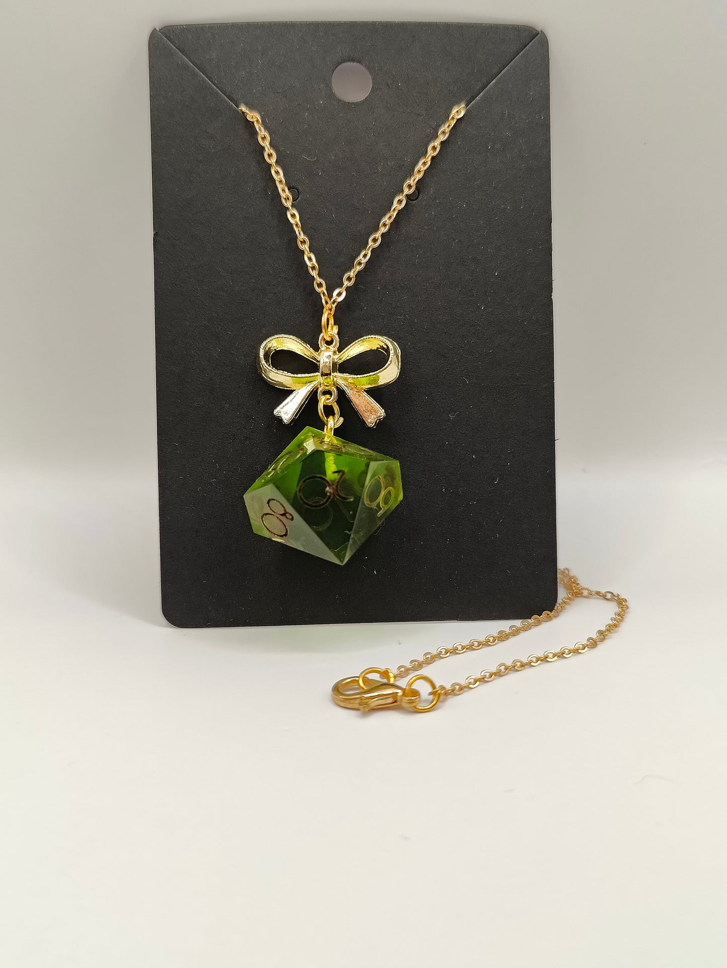 Handmade dice necklace: Jade D100