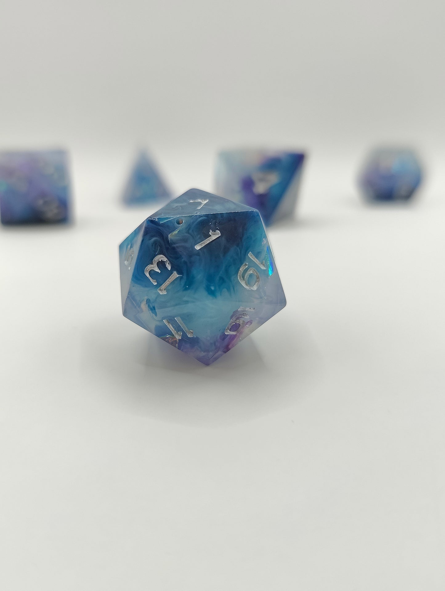 Handmade dice set: Galactic ice