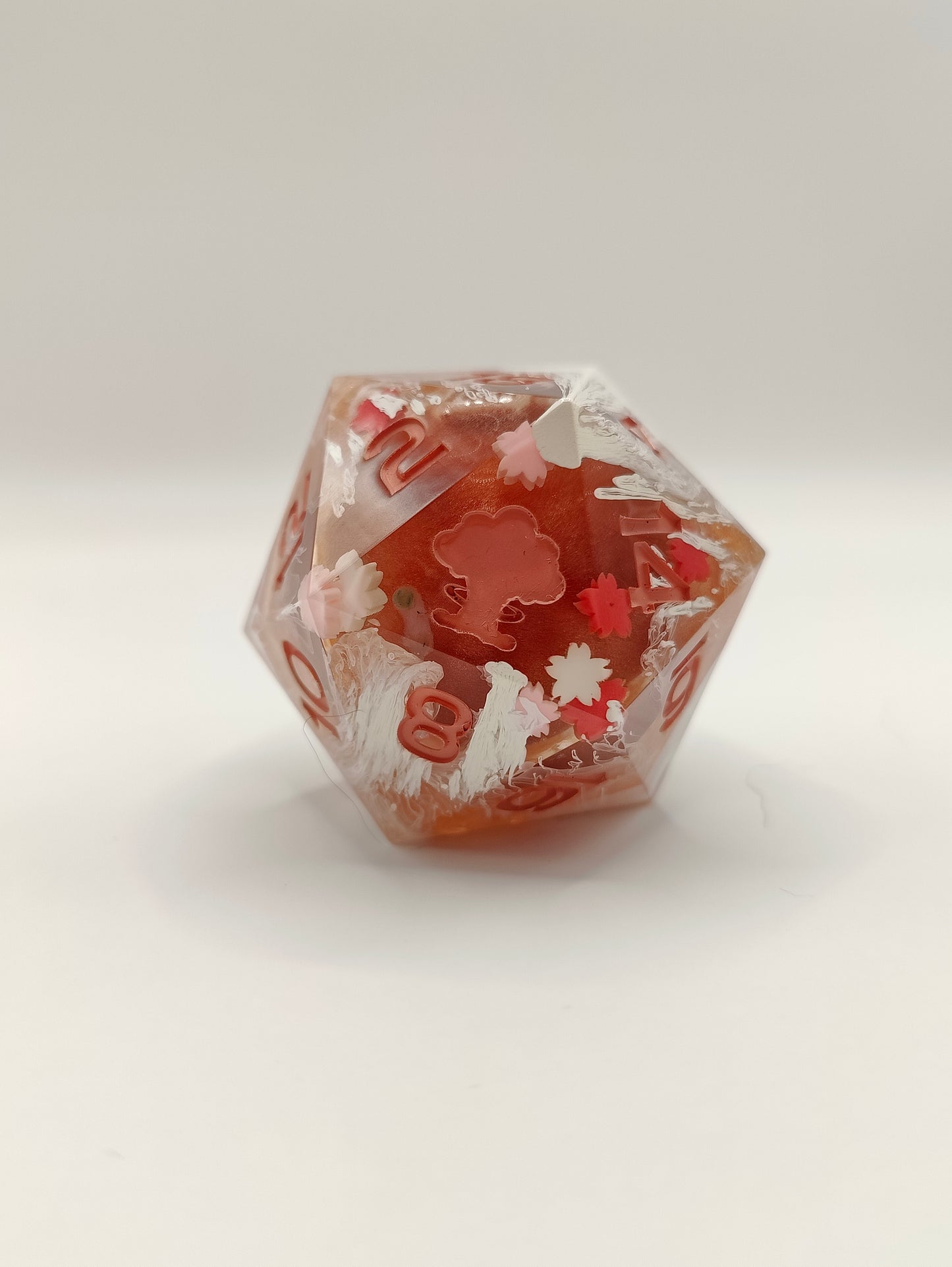 Handmade 40mm liquid core D20: Sakura falls