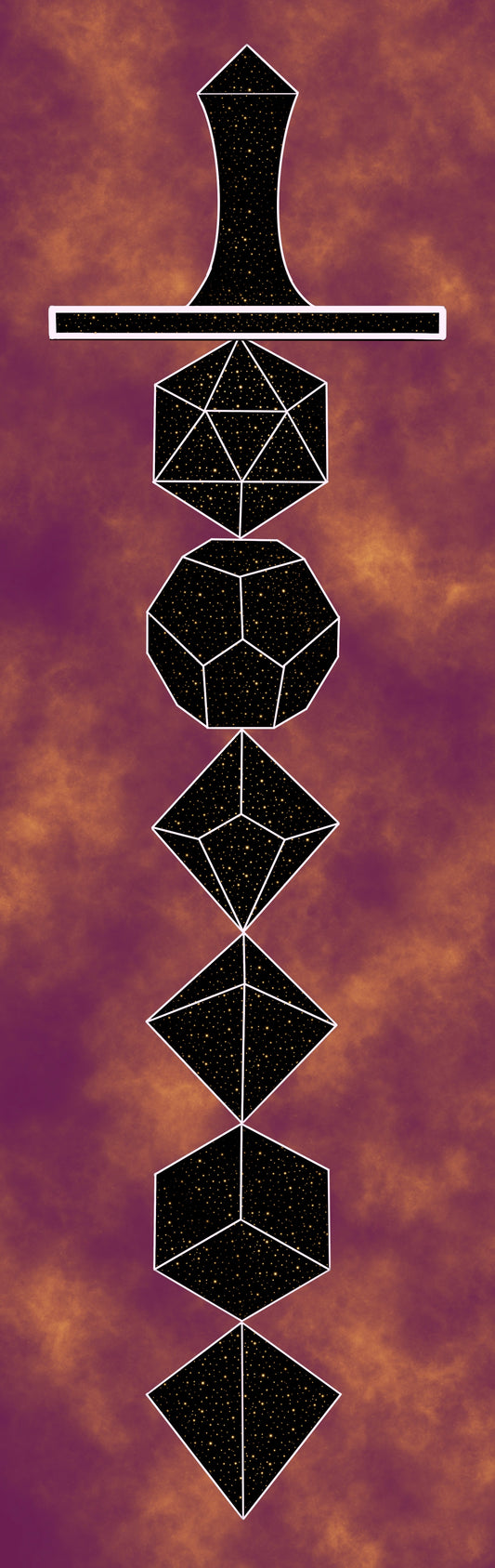 Bookmark dice sword gold & purple