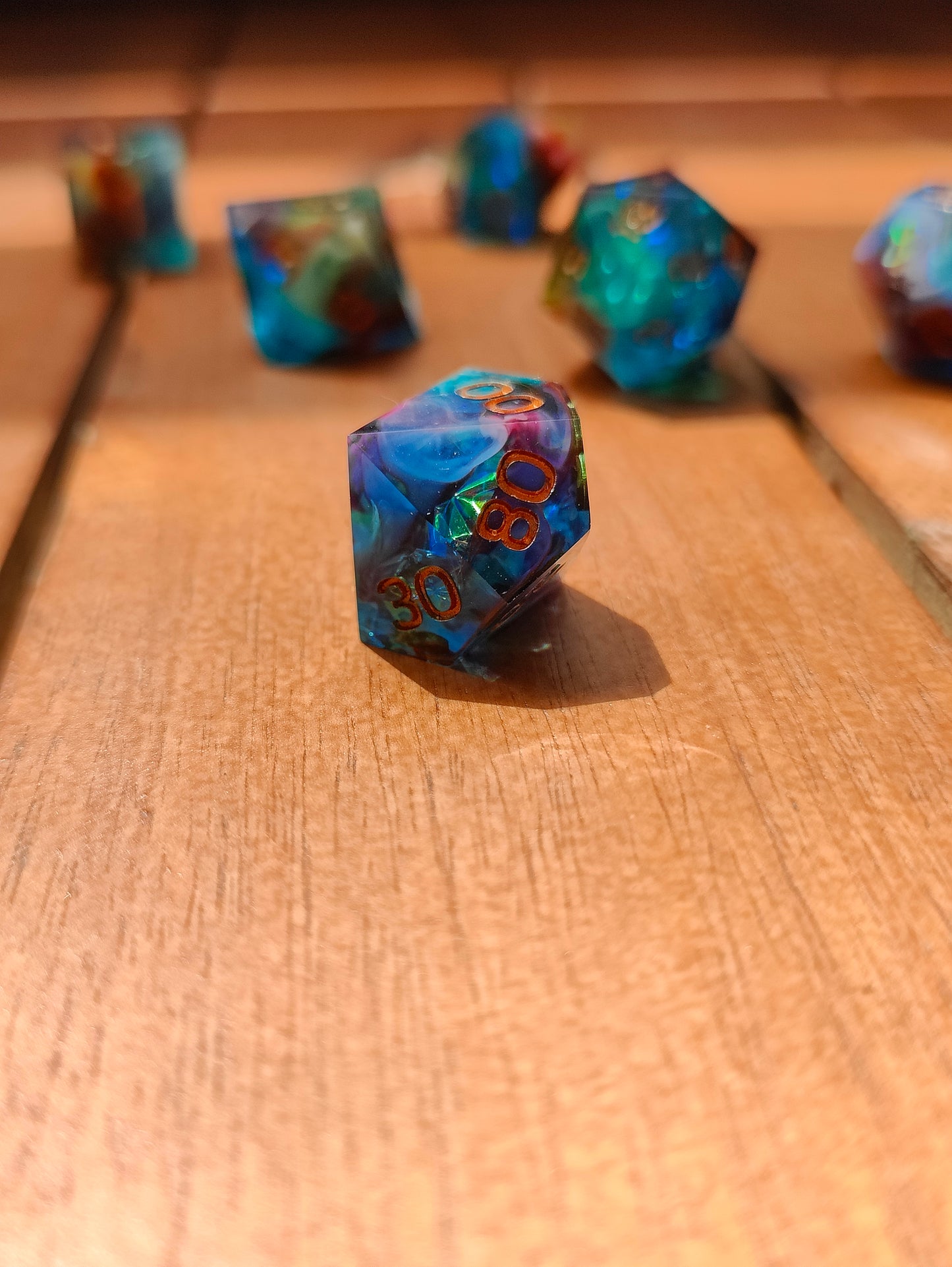 Handmade dice set: Rainbow Nebula