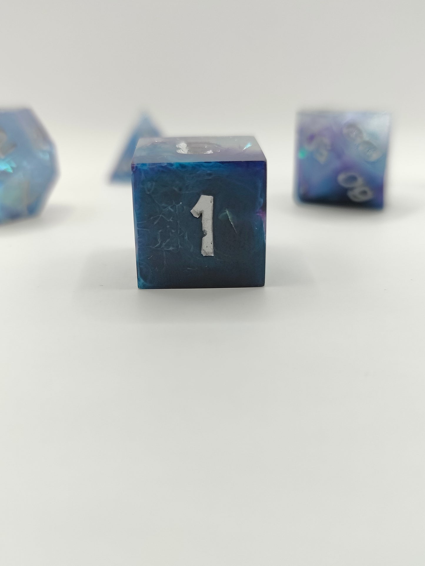 Handmade dice set: Galactic ice
