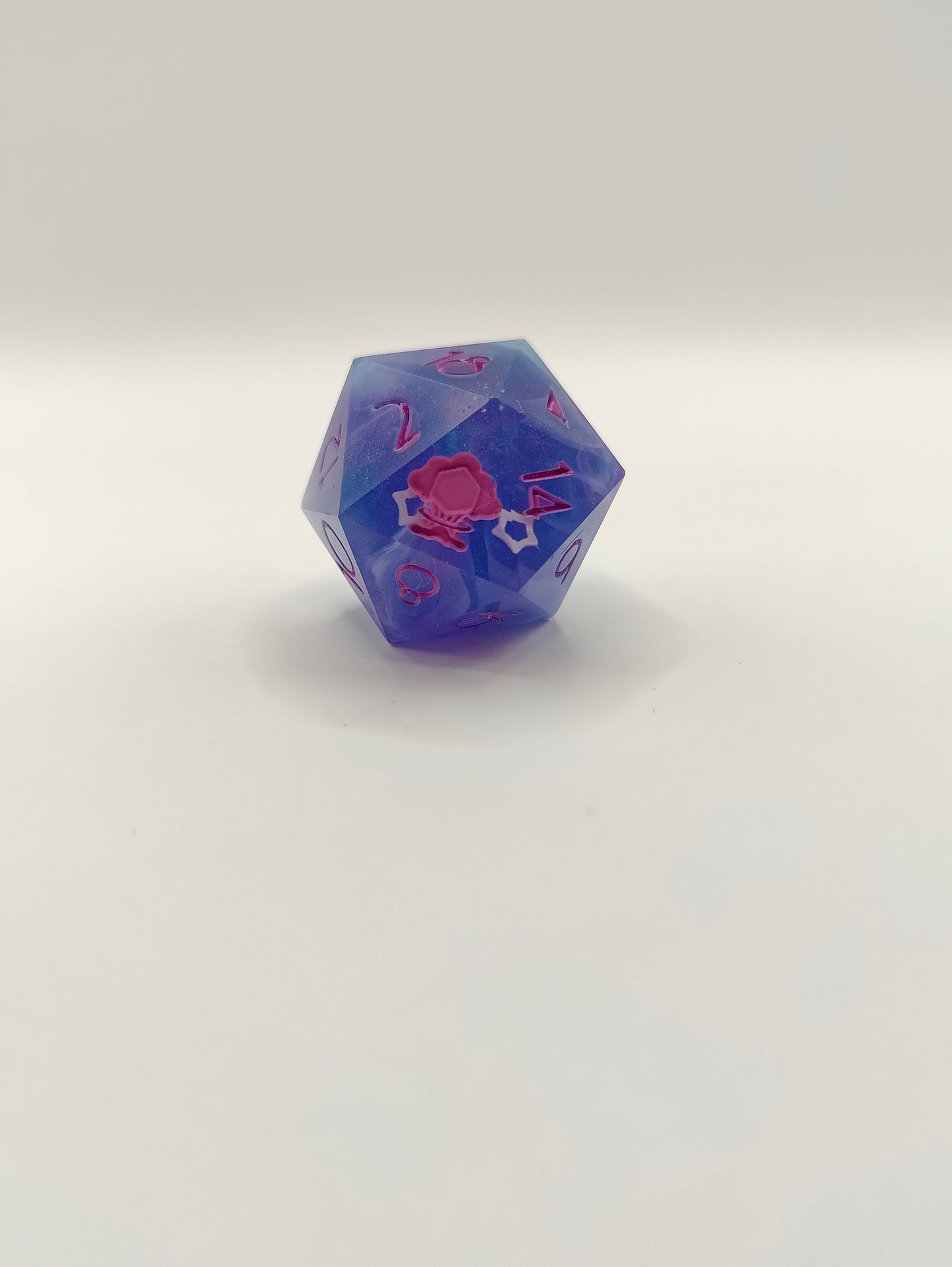 Handmade single D20: Arcane gardens pink ink