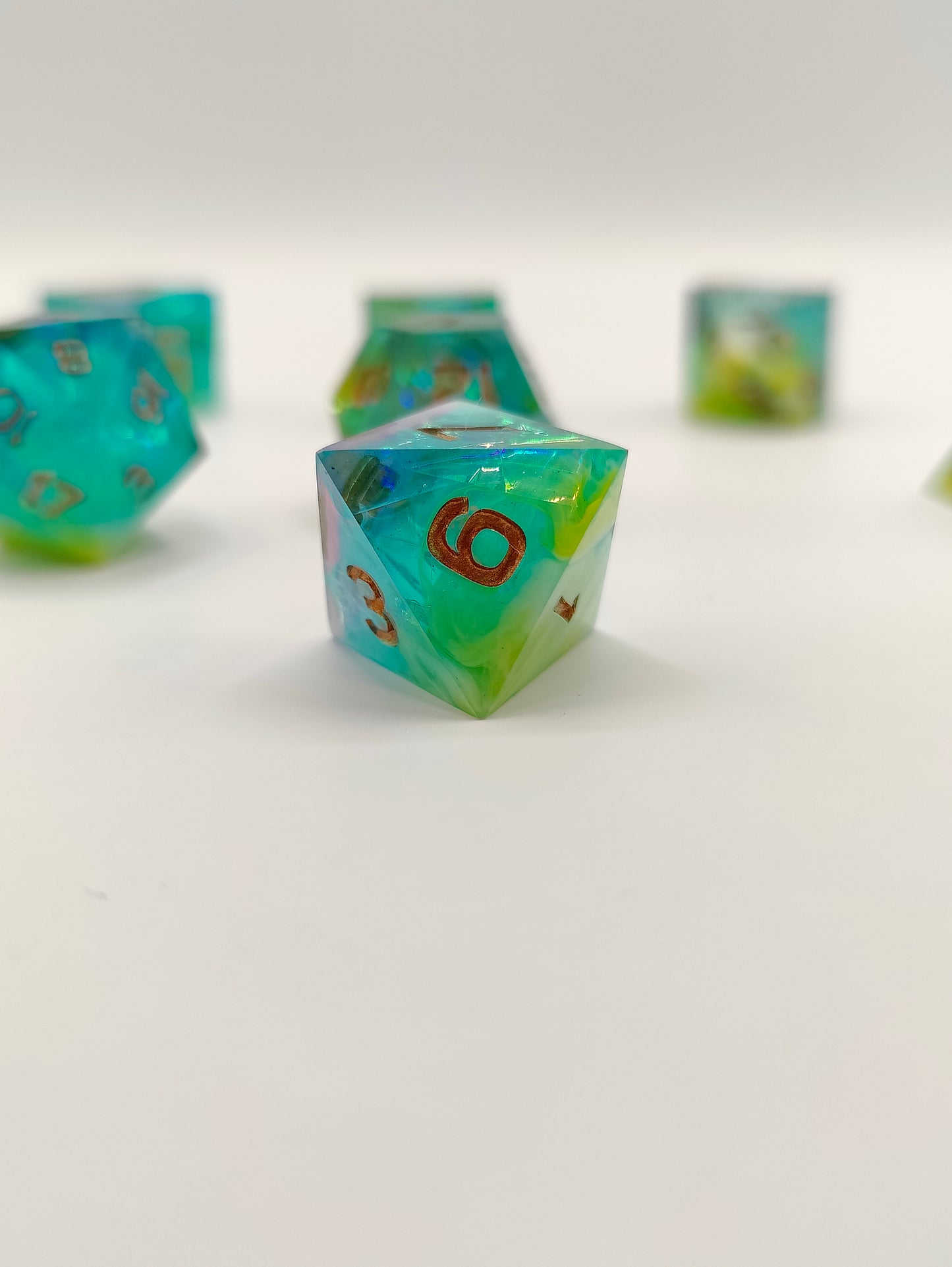Handmade dice set: Aurora nebula