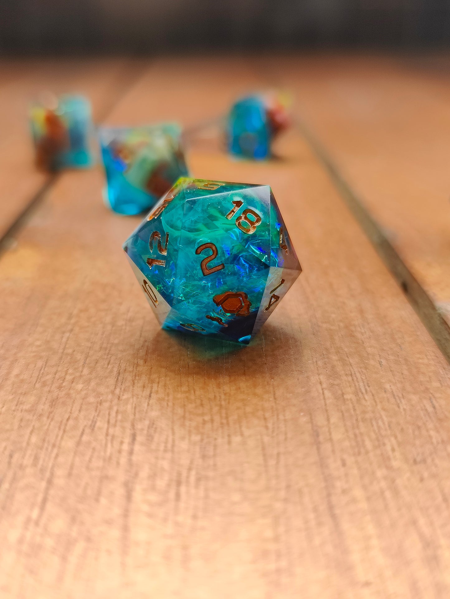 Handmade dice set: Rainbow Nebula