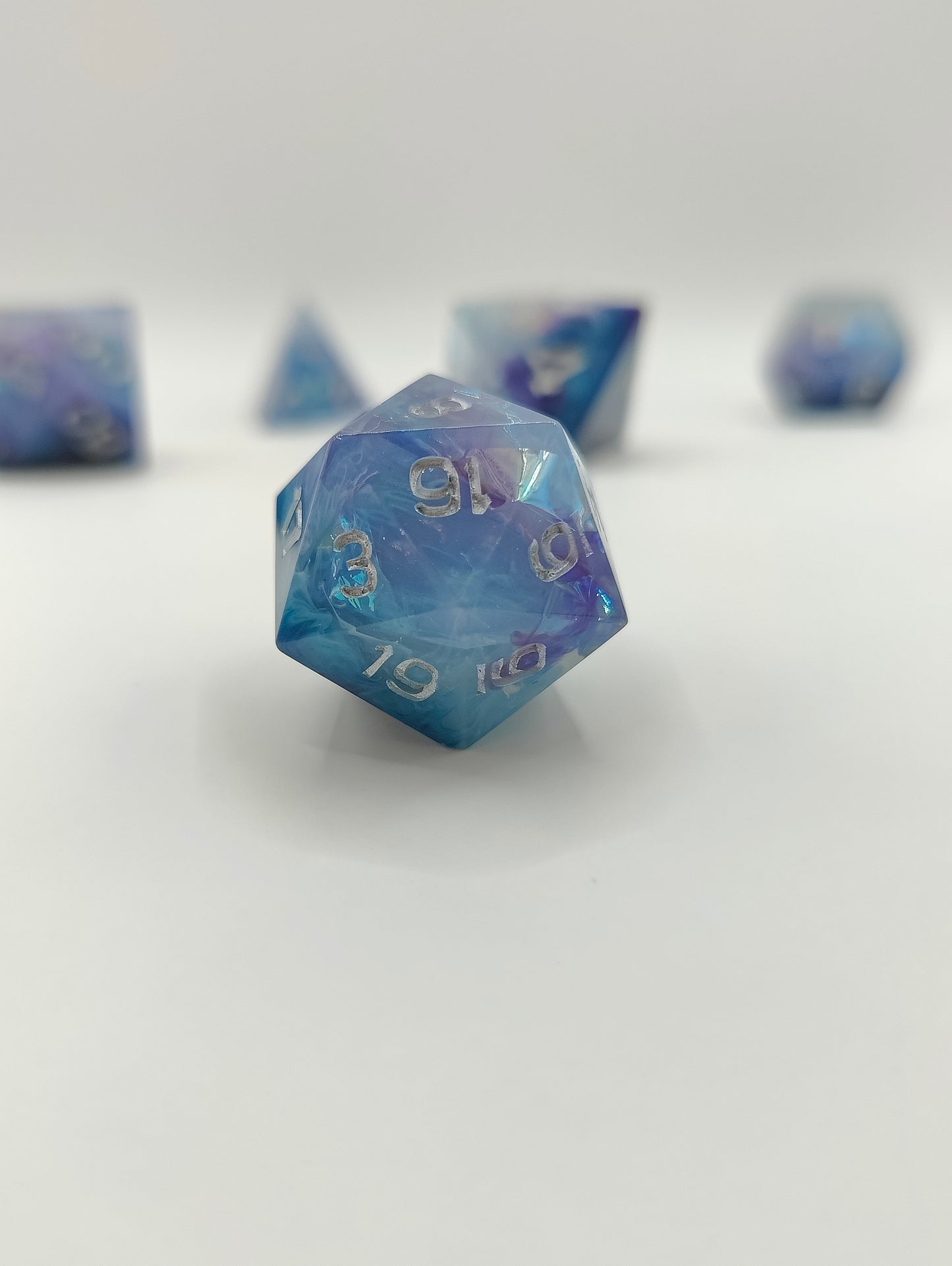 Handmade dice set: Galactic ice