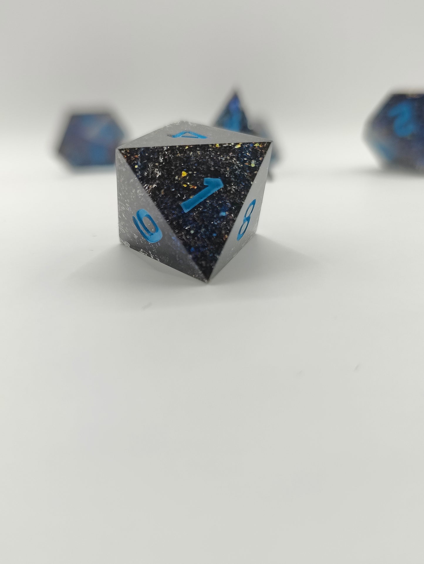 Handmade dice set: Shifting galaxies