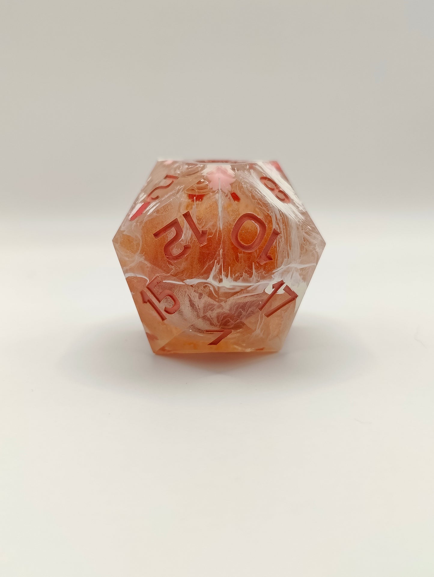 Handmade 40mm liquid core D20: Sakura falls