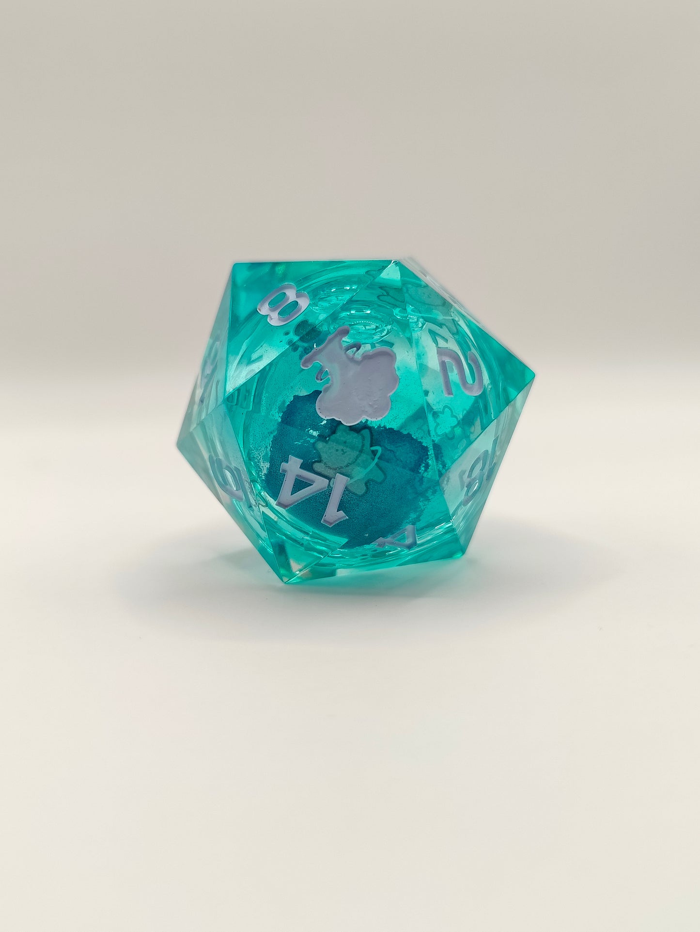 Handmade 40mm liquid core D20: Space kitties