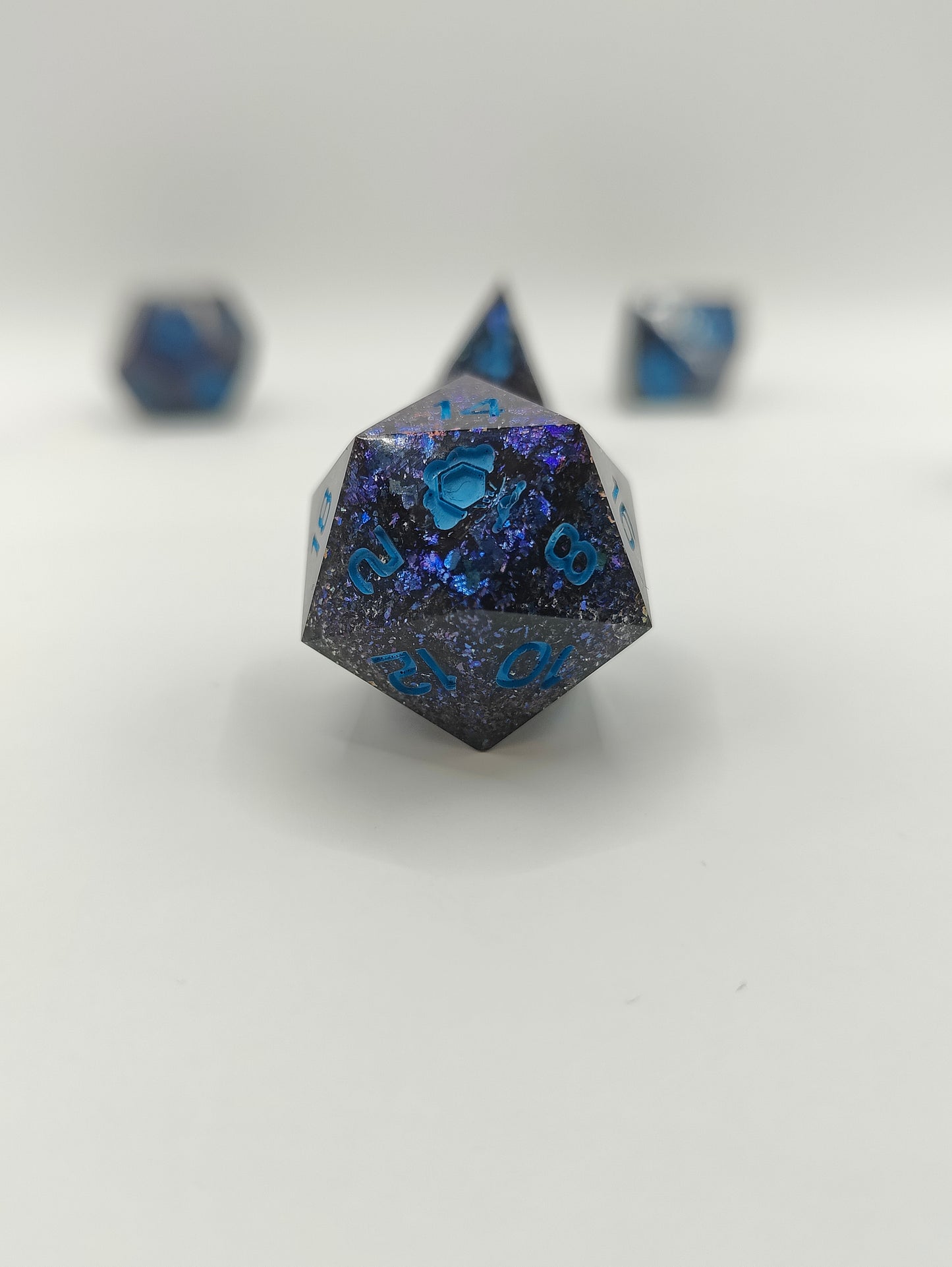 Handmade dice set: Shifting galaxies