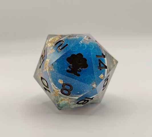 Handmade 40mm liquid core D20: Starforged Tempest