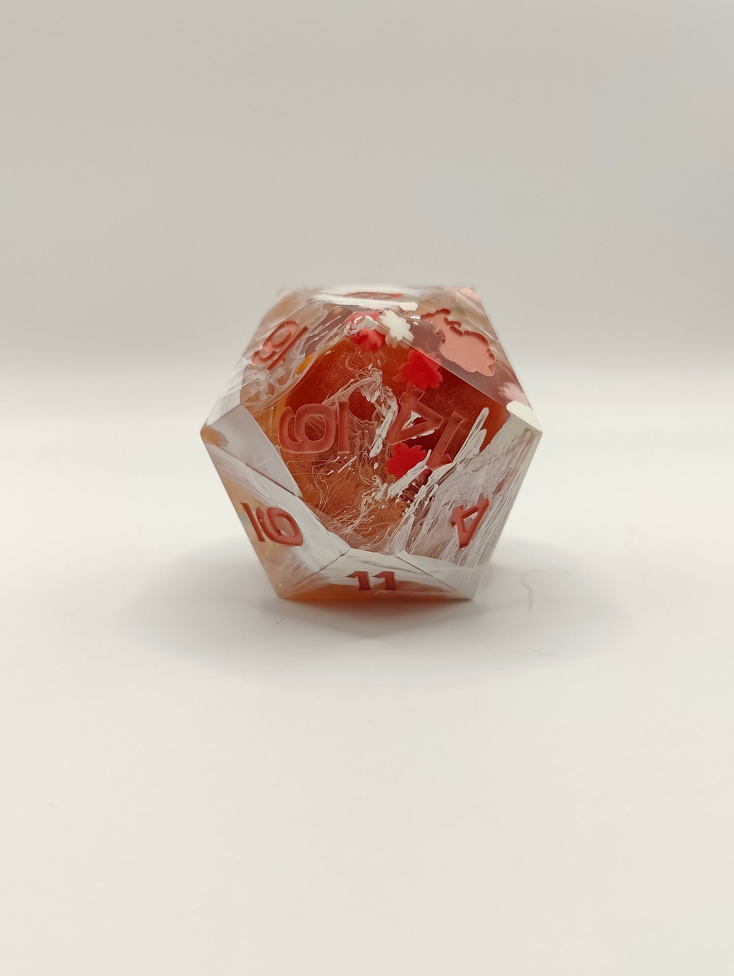 Handmade 40mm liquid core D20: Sakura falls