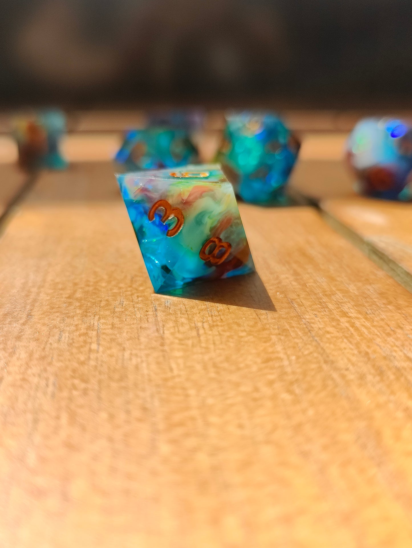 Handmade dice set: Rainbow Nebula
