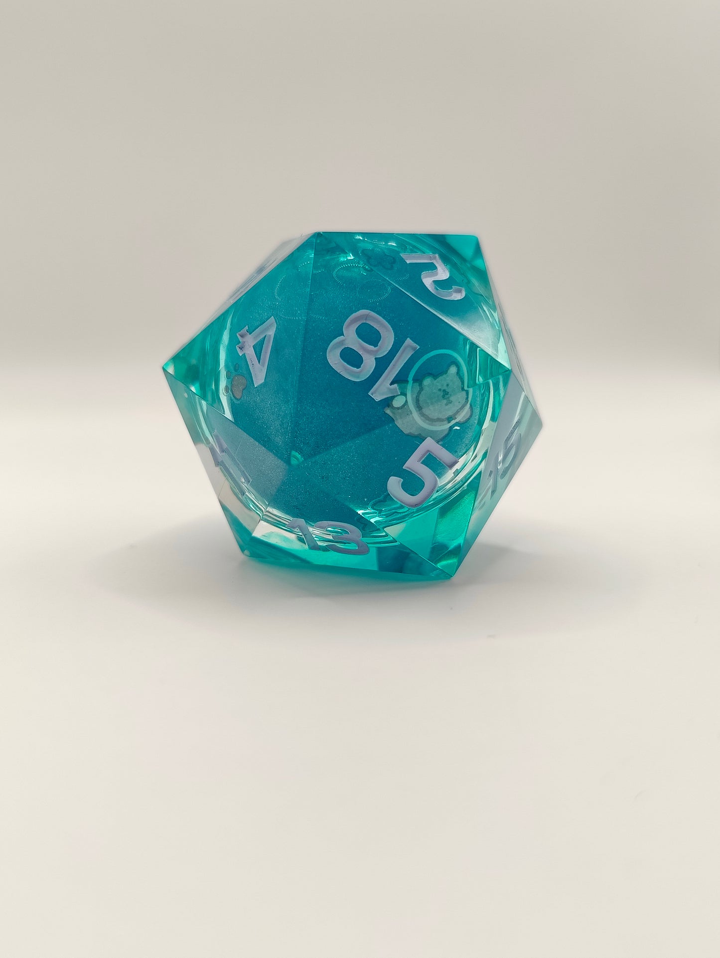 Handmade 40mm liquid core D20: Space kitties