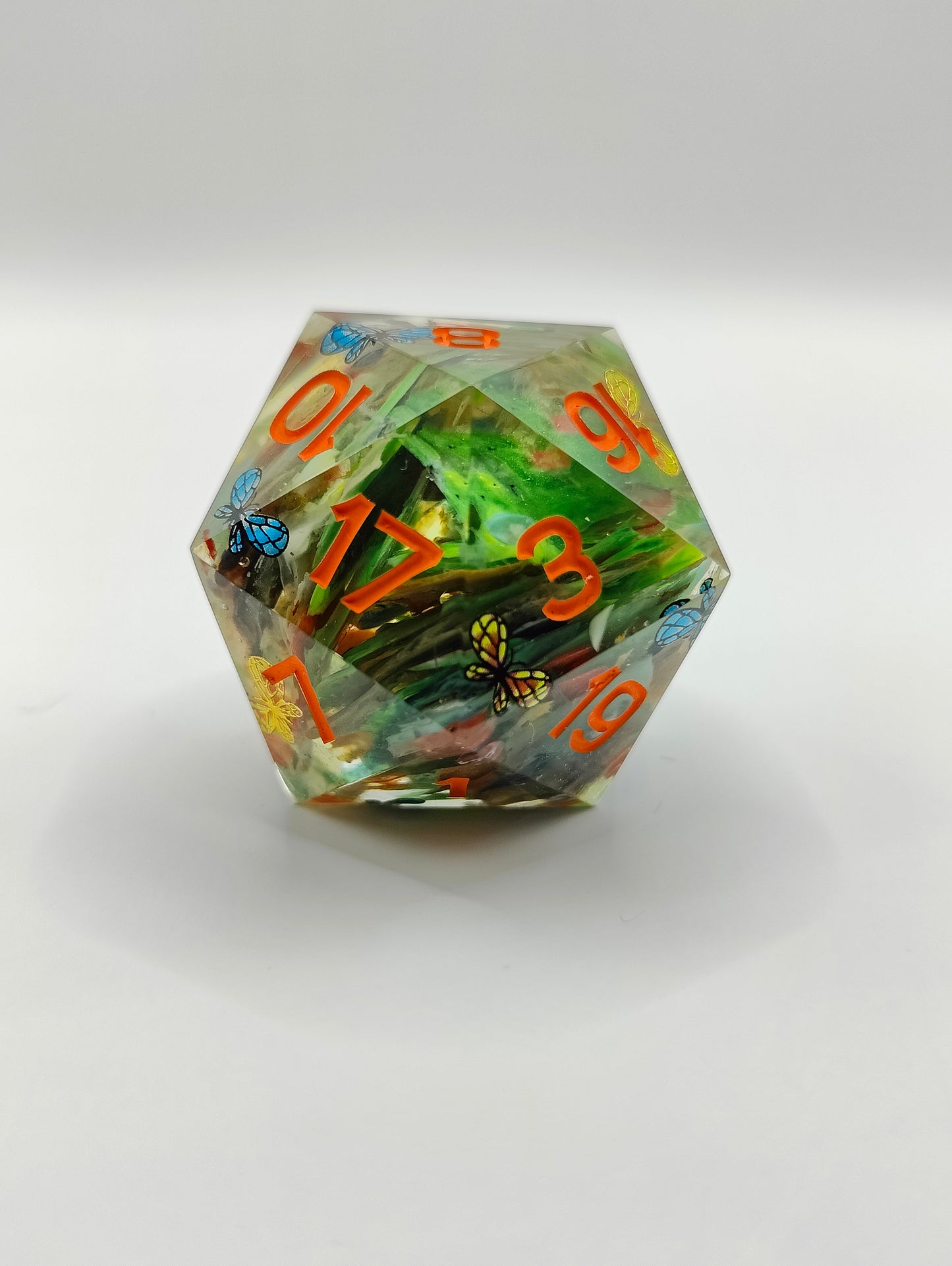 Handmade 40mm D20: Butterfly garden