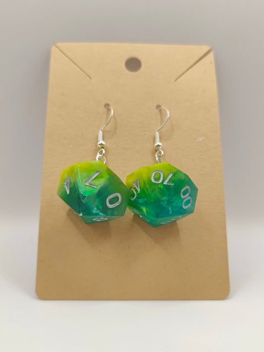 Handmade D10/D% earrings: Aurora nebula