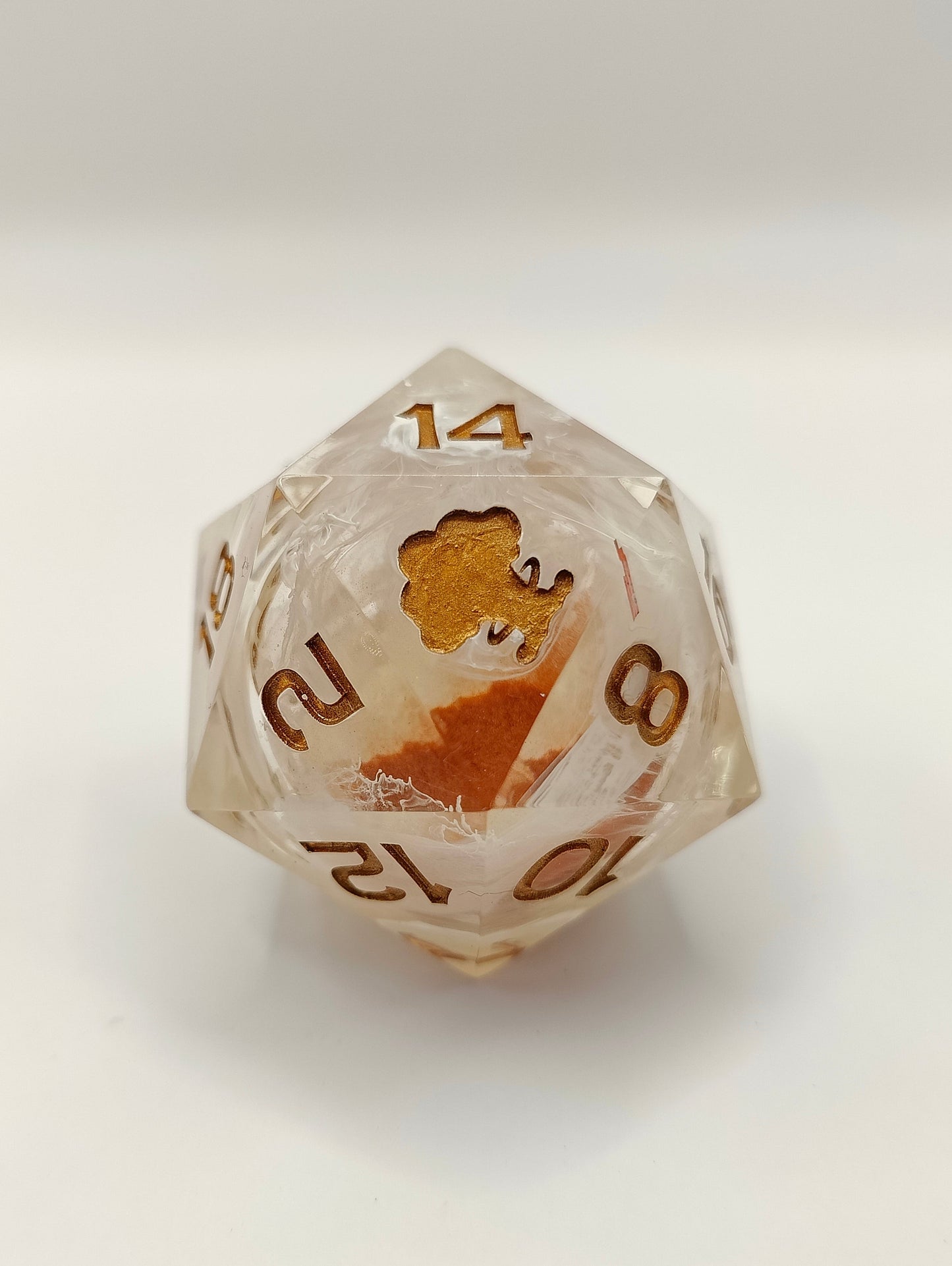 Handmade 40mm liquid core D20: Wind & Fire