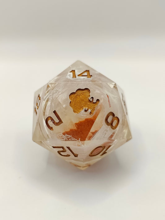 Handmade 40mm liquid core D20: Wind & Fire