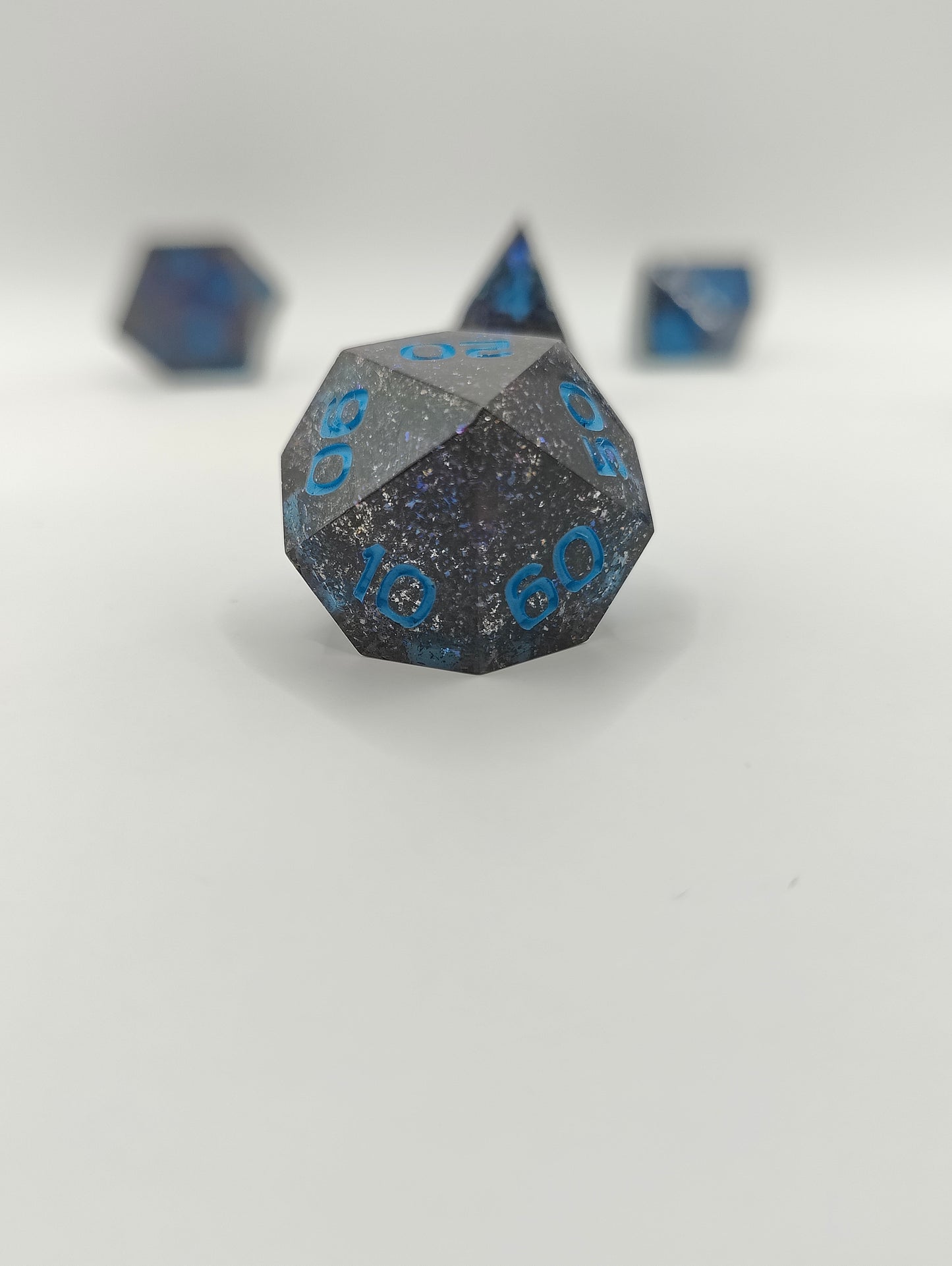 Handmade dice set: Shifting galaxies