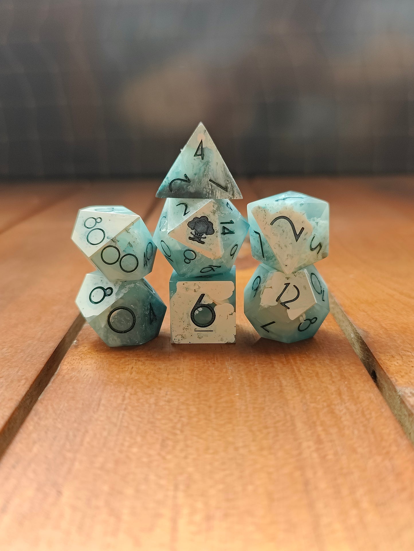Handmade dice set: Cloudy nebula