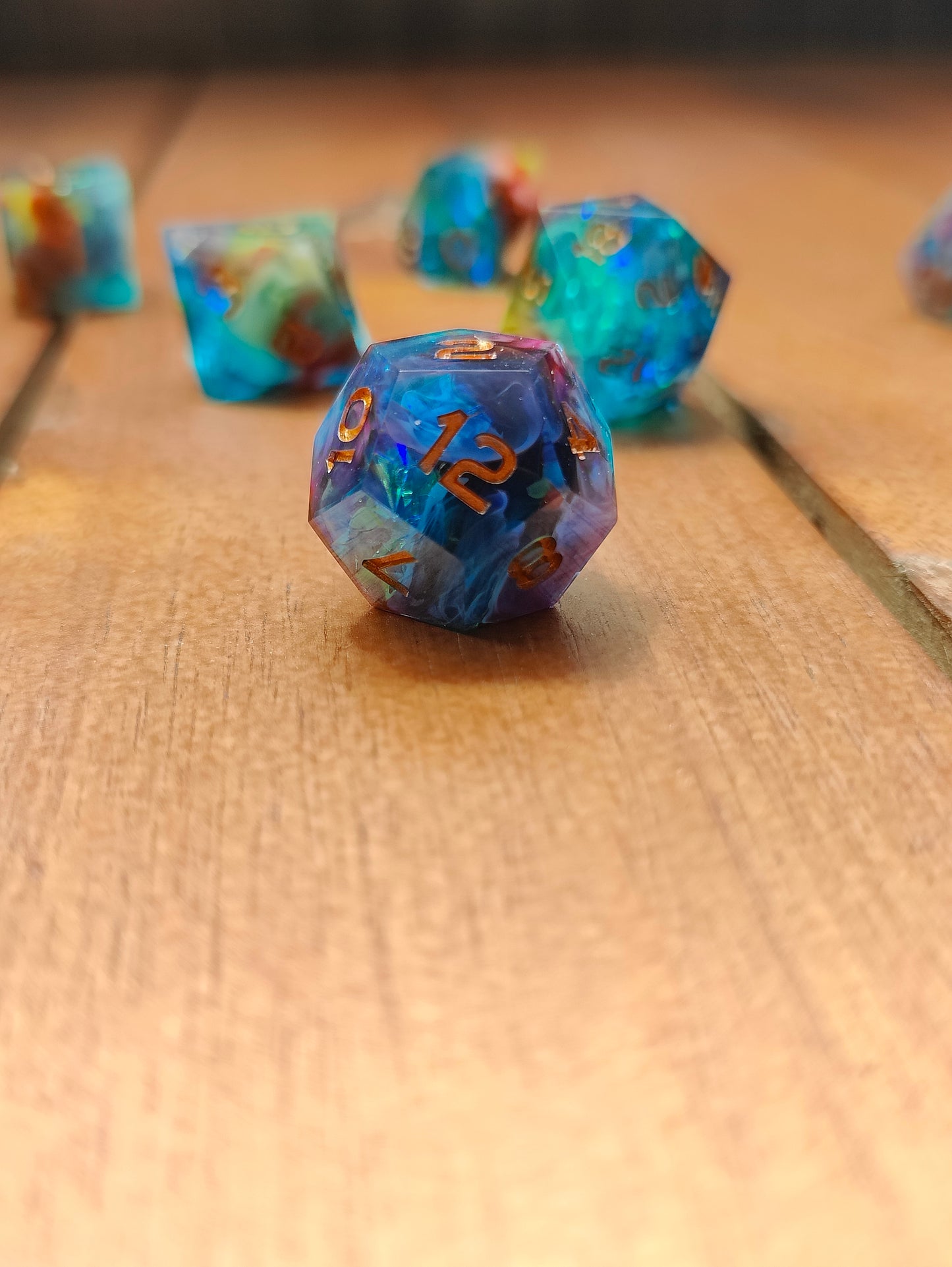 Handmade dice set: Rainbow Nebula