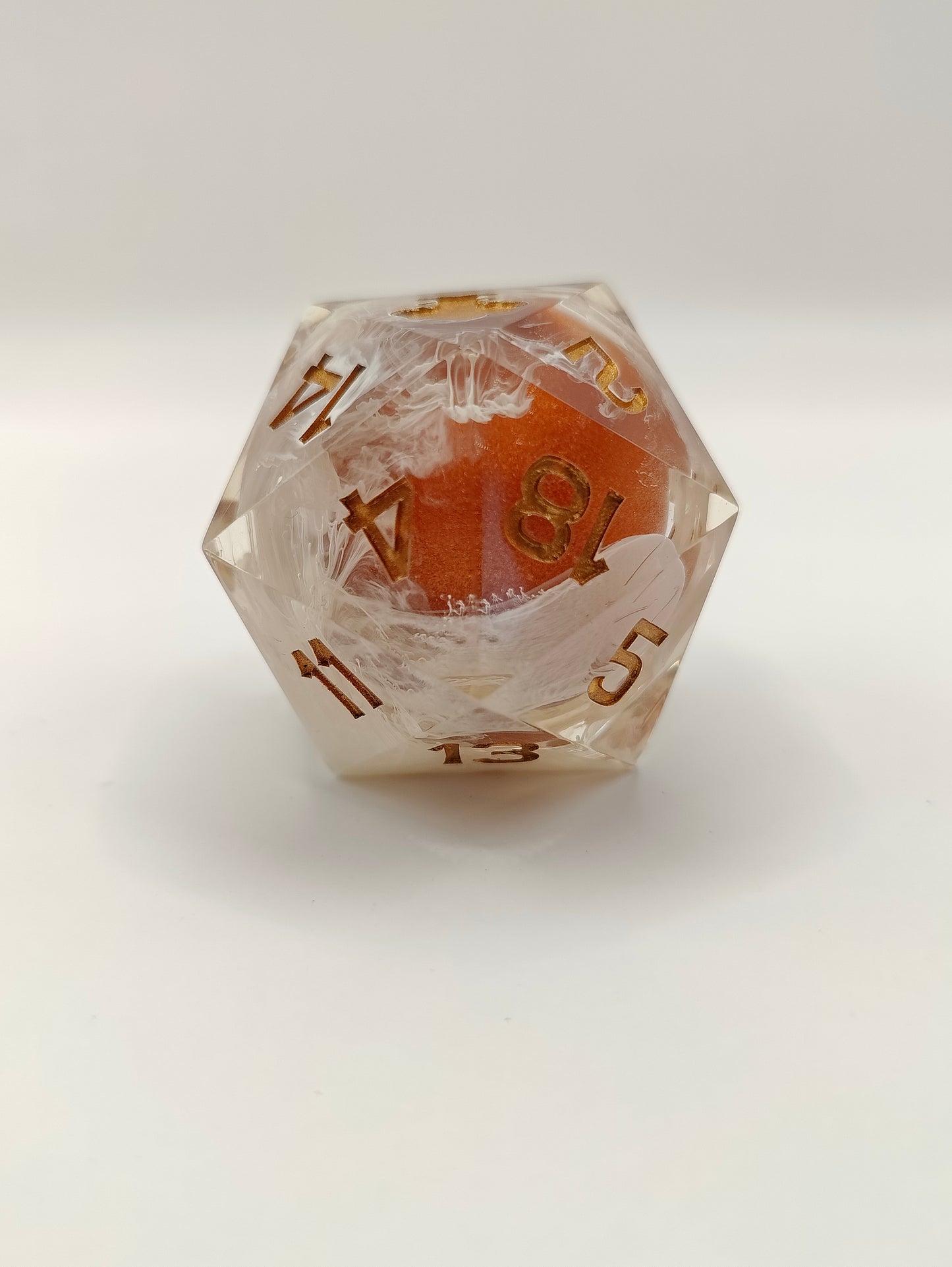 Handmade 40mm liquid core D20: Wind & Fire
