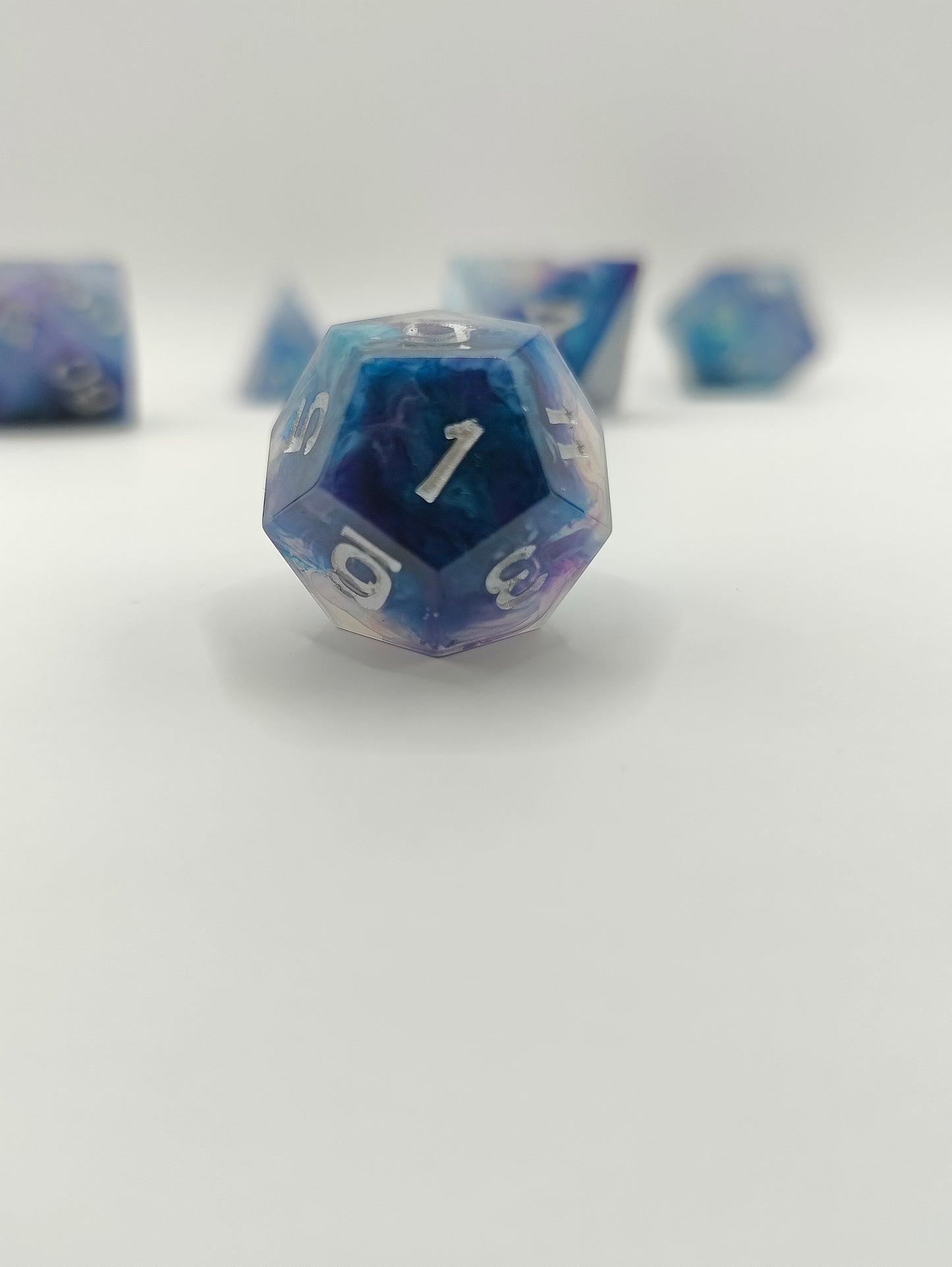Handmade dice set: Galactic ice
