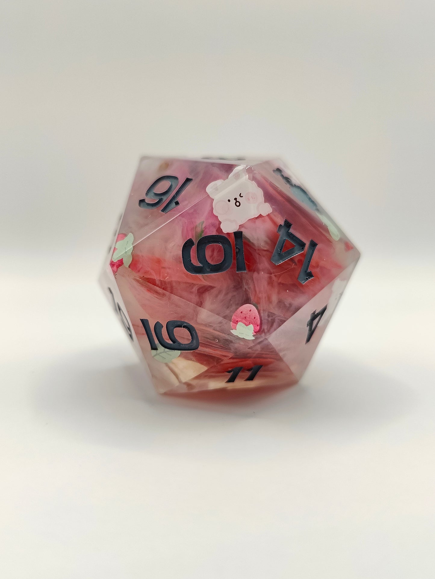Handmade 40mm D20: Bunnies and Berries