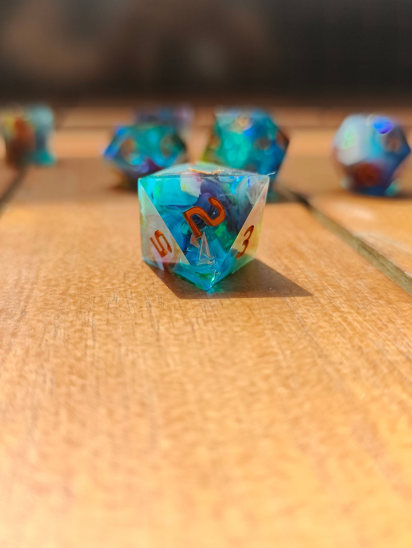 Handmade dice set: Rainbow Nebula
