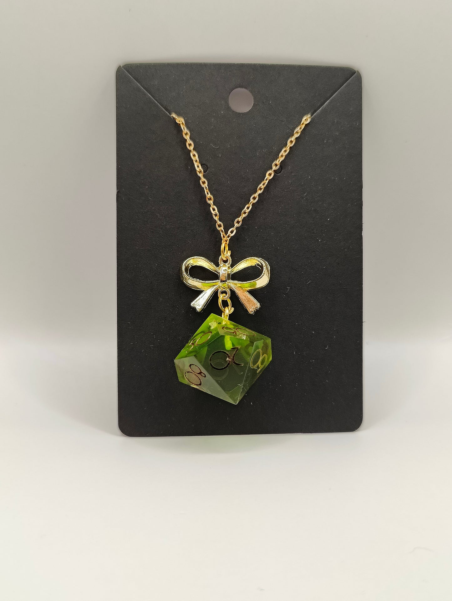 Handmade dice necklace: Jade D100